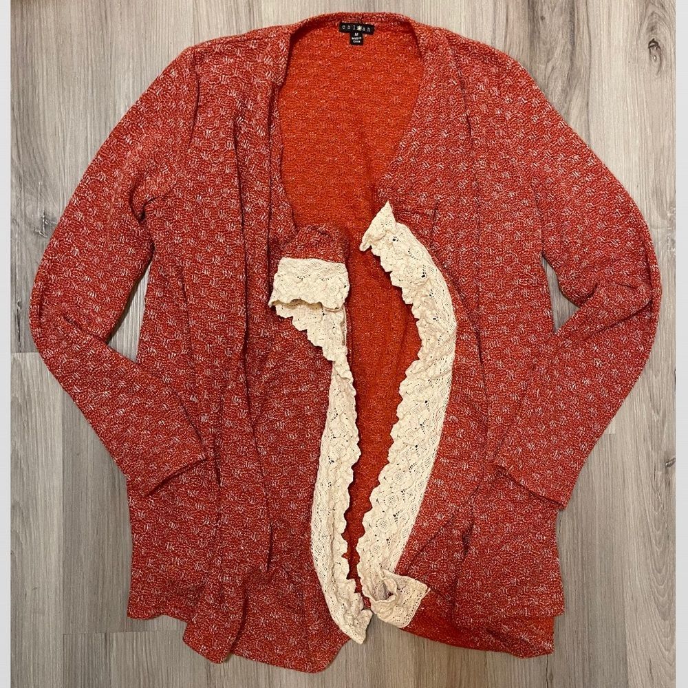 Orange Cardigan Womens Medium